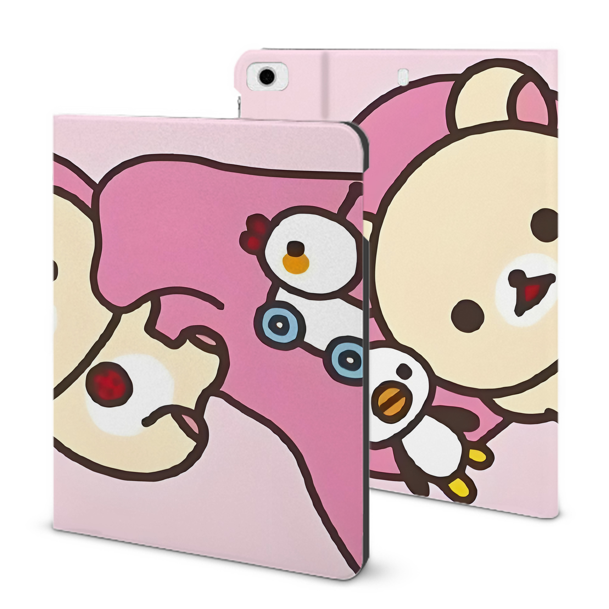 （画像用） リラックマ リラックマ キイロイトリ Rilakkuma Korilakkuma Kiiroitori IPad ケース ブック型 PUレザー TPU 耐衝撃 軽量 薄型 ペン収納なし 全面保護 IPad 各モデル対応